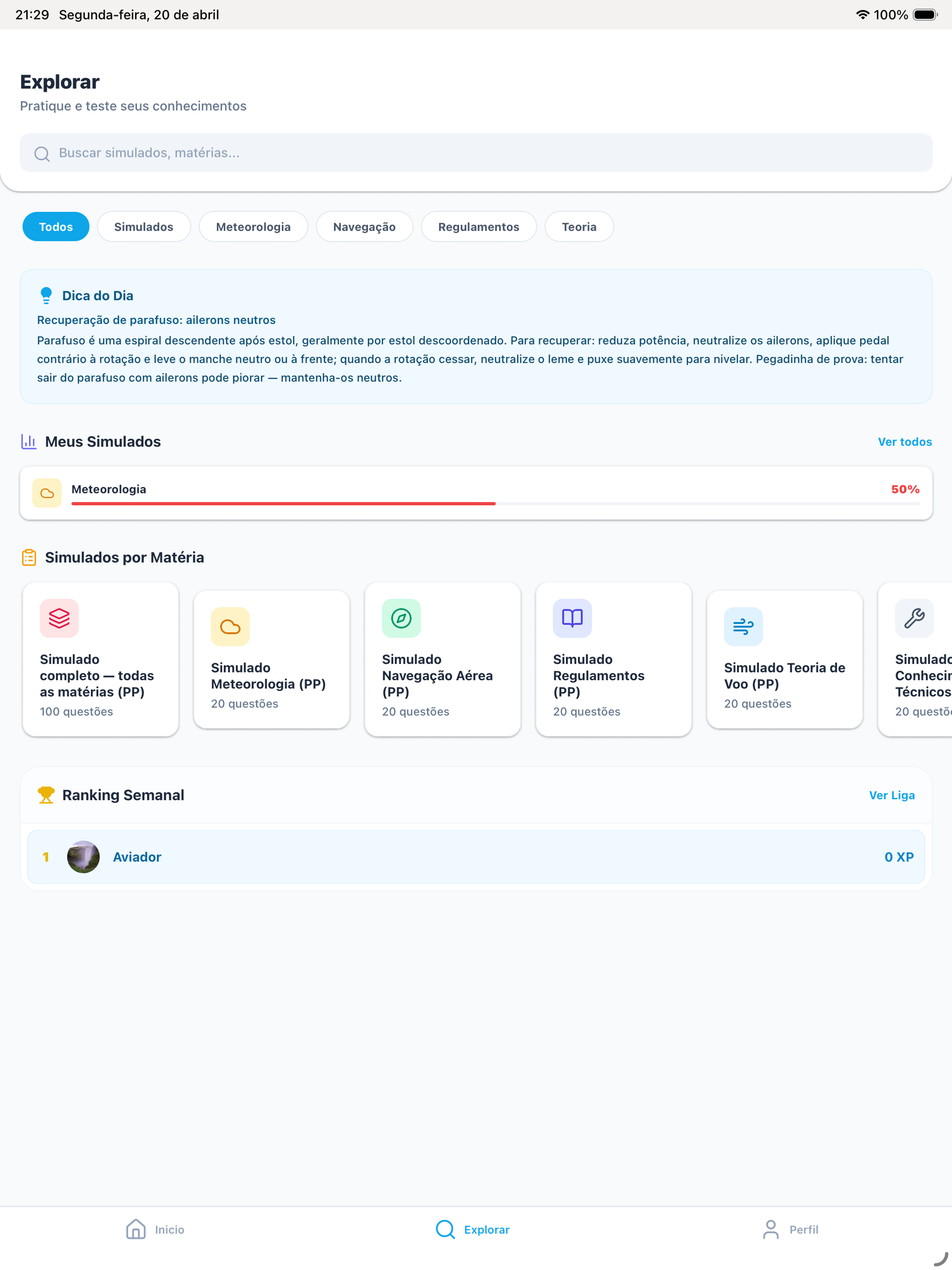 Aprova ANAC — captura em iPad